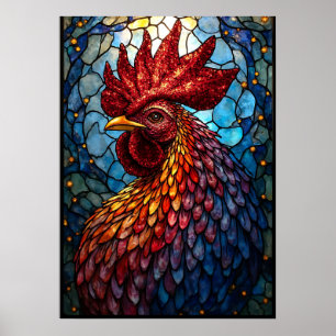Levendige Glas in lood Haan Art Poster