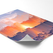 Levendige Glitch Zonsondergang Silhouet Poster (Hoek)