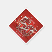 Levendige Glittery Ruby Red en Silver 50e verjaard Servet (Hoek)