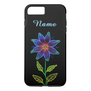 Levendige gloeiende bloem met neonaccenten 	iPhone 8/7 plus hoesje