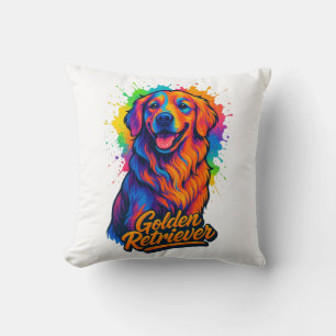 Levendige Golden Retriever Pop Art – Kleurrijke Ne Kussen