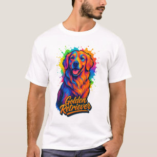 Levendige Golden Retriever Pop Art – Kleurrijke Ne T-shirt