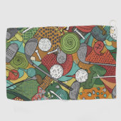 Levendige Golf Apparatuur Patroon Kunst Golfhanddoek (Horizontaal)