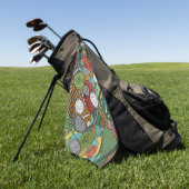 Levendige Golf Apparatuur Patroon Kunst Golfhanddoek (Groen)