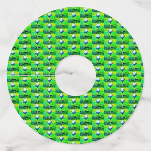 Levendige Golf Green Patroon Sport Wijnmarkers Wijnglaslabel (Voorkant)