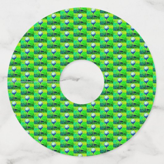 Levendige Golf Green Patroon Sport Wijnmarkers Wijnglaslabel (Achterkant)