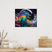 Levendige golf van meerdere kleuren poster (Keuken)