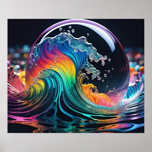 Levendige golf van meerdere kleuren poster (Voorkant)