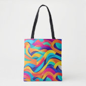Levendige Golfende Abstracte Kunst Tote Bag (Voorkant)