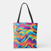 Levendige Golfende Abstracte Kunst Tote Bag (Achterkant)