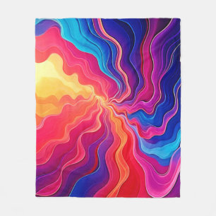 Levendige Golven: Abstracte Neon Energie Stroom Ku Fleece Deken