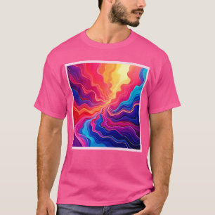 Levendige Golven: Abstracte Neon Energie Stroom Ku T-shirt