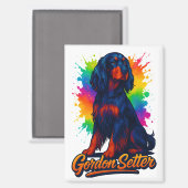 Levendige Gordon Setter Pop Art Magneet (Voorkant / Achterkant)