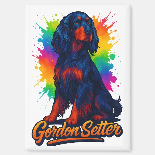 Levendige Gordon Setter Pop Art Magneet (Voorkant)