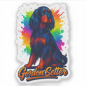 Levendige Gordon Setter Pop Art Sticker (Voorkant)