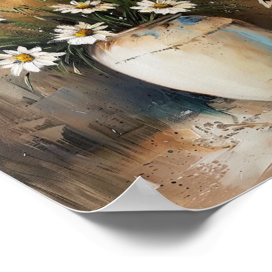 Levendige Gouache Daisy Meadow Art Print (Hoek)