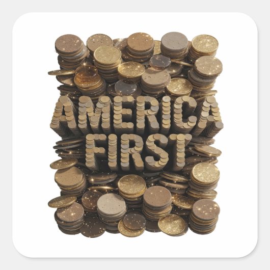 Levendige Goud AMERIKA EERST Knutselsticker Vierkante Sticker (Voorkant)