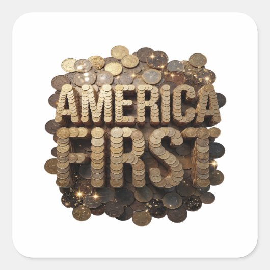 Levendige Goud AMERIKA EERST Sticker Ontwerp (Voorkant)