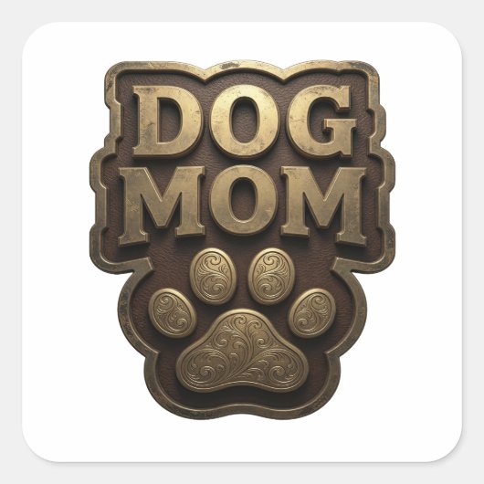 Levendige Goud HOND MOEDER Decal Kunst Vierkante Sticker (Voorkant)