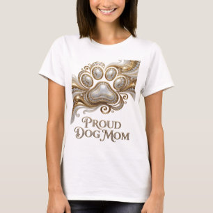 Levendige Goud PROUD DOG MOM Grafisch ontwerp T-shirt