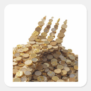 Levendige Gouden HAND VAN GELD Sticker Motief