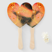 Levendige gouden handventilator handwaaier (Voorkant en achterkant)