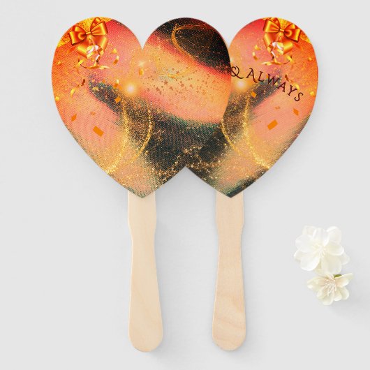 Levendige gouden handventilator handwaaier (Voorkant en achterkant)