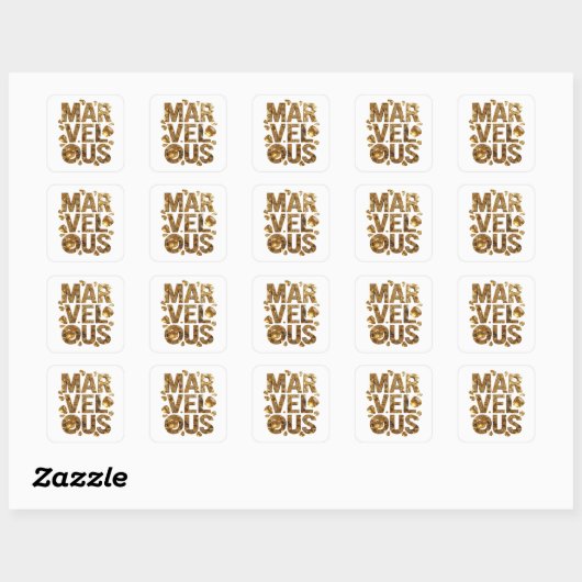 Levendige Gouden MARVELOUS Sticker Afbeelding (Vel)