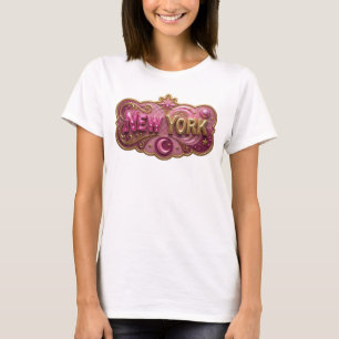 Levendige Gouden NEW YORK Grafische T-shirt