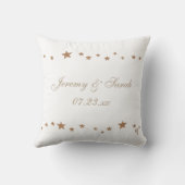 Levendige gouden sterren gepersonaliseerde bruilof kussen (Achterkant)