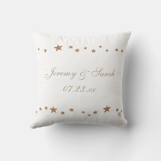 Levendige gouden sterren gepersonaliseerde bruilof kussen (Achterkant)