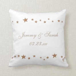 Levendige gouden sterren gepersonaliseerde bruilof kussen