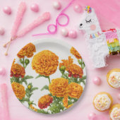 "Levendige goudsbloem print papieren Borden. Papieren Bordje (Feest)