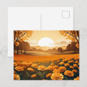 Levendige goudsbloemen velden met zonovergoten briefkaart (Voorkant / Achterkant)