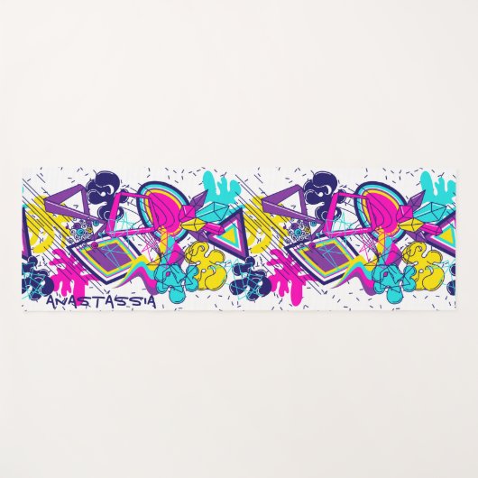 Levendige Graffiti Art met Custom Name Option Yogamat (Voorkant (horizontaal))