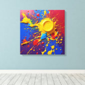 Levendige Graffiti Burst Canvas - Abstracte kunstp (Insitu (Houten vloer))