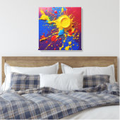 Levendige Graffiti Burst Canvas - Abstracte kunstp Afdruk (Insitu (Slaapkamer))