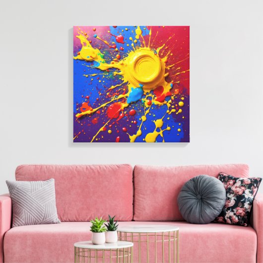 Levendige Graffiti Burst Canvas - Abstracte kunstp Afdruk (Insitu (Woonkamer))