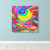 Levendige Graffiti Burst - Kleurrijke Pop Art Canv Canvas Afdruk (Insitu (Houten vloer))