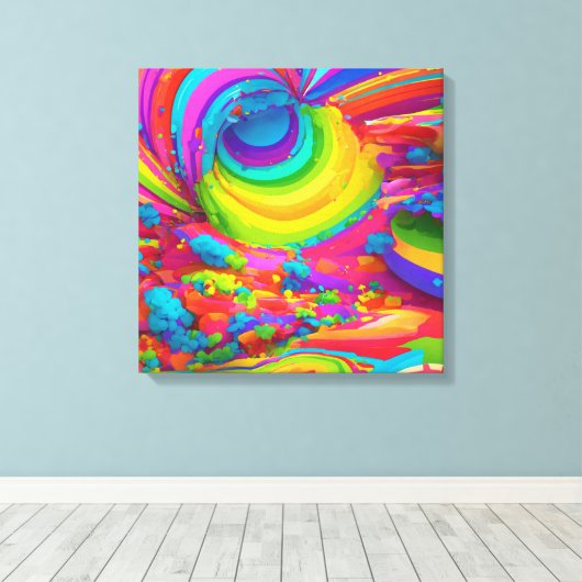 Levendige Graffiti Burst - Kleurrijke Pop Art Canv Canvas Afdruk (Insitu (Houten vloer))