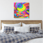 Levendige Graffiti Burst - Kleurrijke Pop Art Canv Canvas Afdruk (Insitu (Slaapkamer))