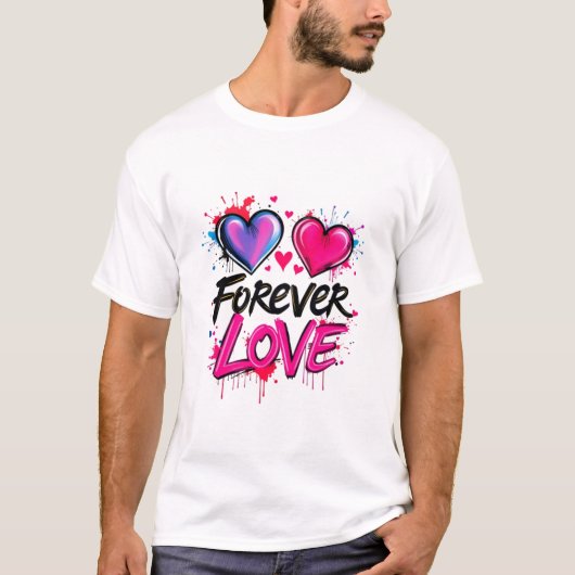 Levendige Graffiti Heart Design Mannen Basic T-shi T-shirt (Voorkant)
