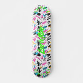 Levendige graffiti & neongroen 'Live to Ride' Mott Persoonlijk Skateboard (Voorkant)