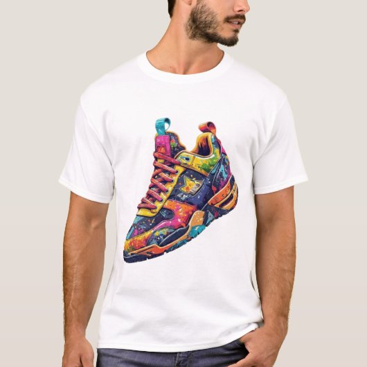Levendige Graffiti Spat Esthetische Straatmode Sne T-shirt (Voorkant)