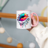 Levendige graffiti-stijl kleurrijke lippen mok