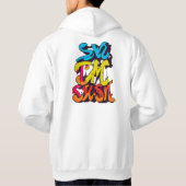 Levendige graffiti-stijl 'Swe Pac Sun' Hoodie (Achterkant)