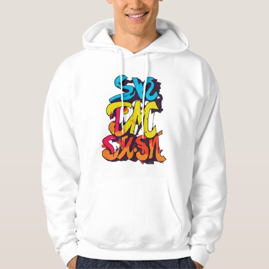 Levendige graffiti-stijl 'Swe Pac Sun' Hoodie (Voorkant)