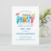 Levendige Graffiti Stijl Zwembad Feest Uitnodiging (Staand voorkant)