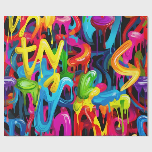 Levendige graffitidruppel cadeaupapier (Vlak)