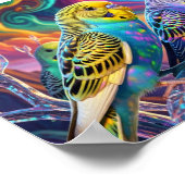 Levendige grasparkietenprint, waarde (semi-gloss) poster (Hoek)